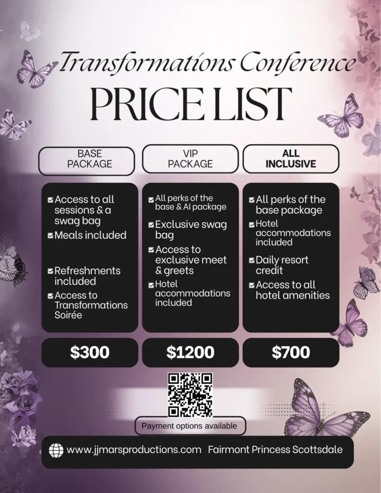 Price list for transformations event